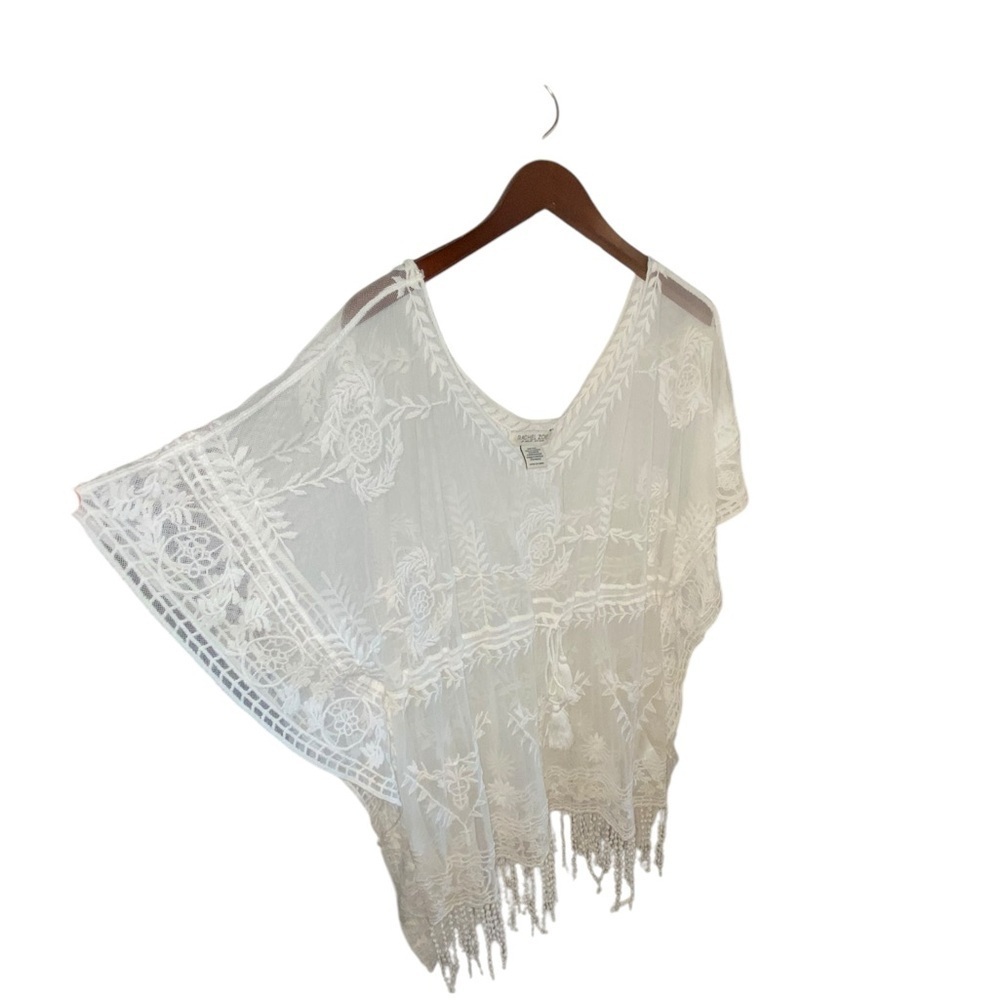 Rachel Zoe off White embroidered Lace boho western Cover-Up vacation resortwear - Picture 5 of 10